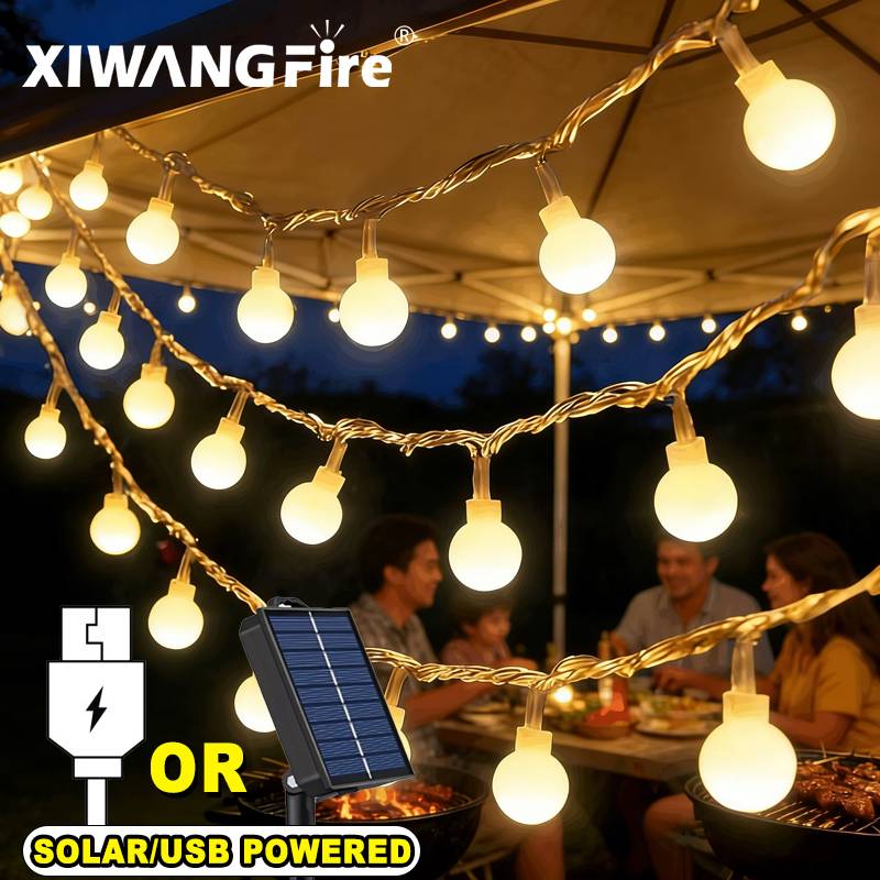 Outdoor Lighting Waterproof - أضواء خيطية تعمل بالطاقة الشمسية/USB/البطارية بطول